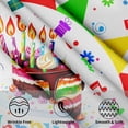 thumbnail image 3 of Happy Birthday Tablecloth Round - Birthday Cake Circle Table Cloth 60 Inch Colored Flags Flowers Table Cover for Home Kitchen Outdoor Patio, 3 of 7