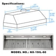thumbnail image 3 of Akicon 60 Inch Range Hood Insert, Stainless Steel 8" Ducted Insert/Built-in Kitchen Vent Hood with 1200 CFM Suction, Dimmable LED Lights and Dishwasher Safe Filters, 4 Speed-Cool White, 3 of 9