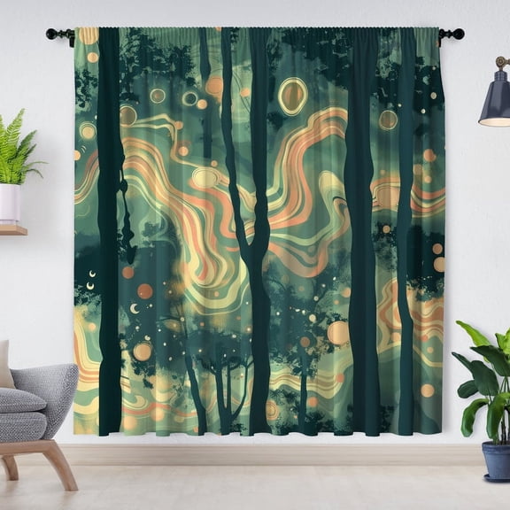 Modern Simple Style Window Curtains, Forest Flower Window Curtains, Blackout Curtains for Room Bedroom Decoration (Grommets)