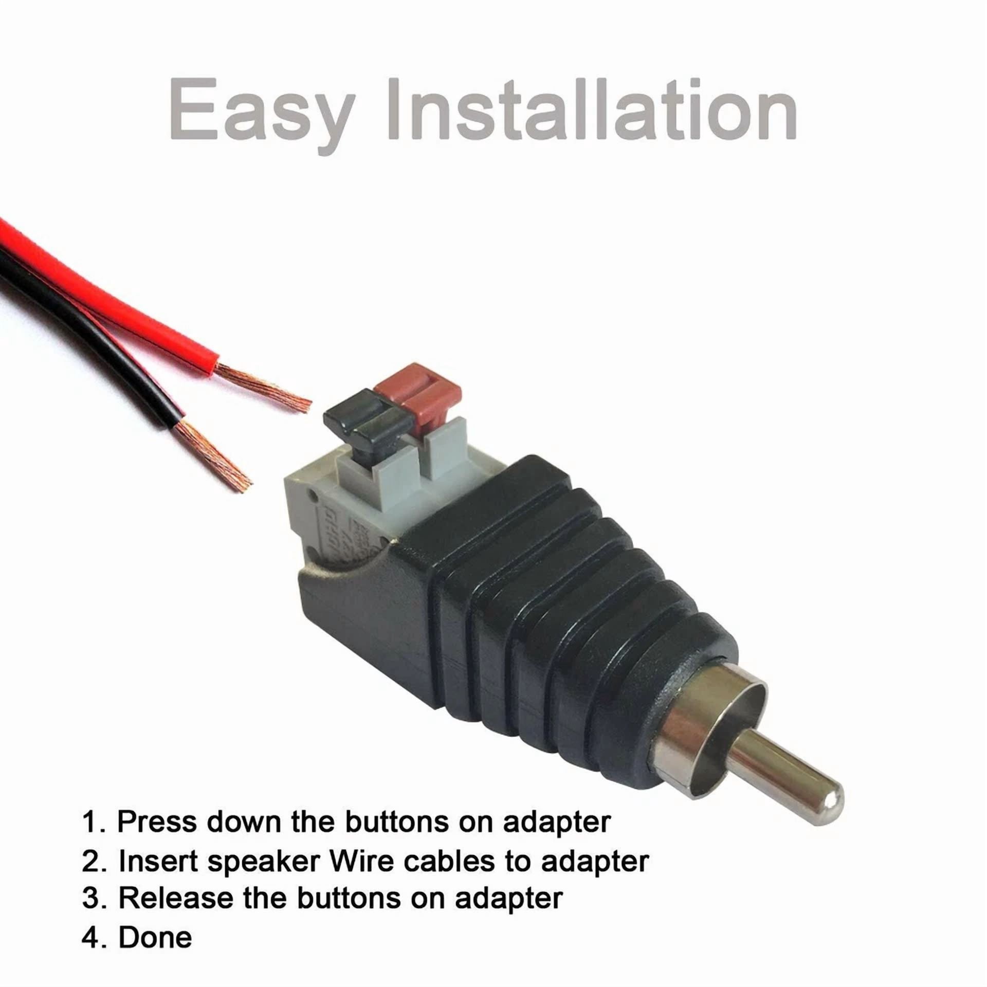 BUTTERFLY- 20 Pack Speaker Wire A/V Cable To Audio Male Rca Connector Adapter Jack Plug