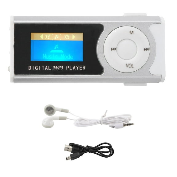 Portable Sports MP3 Flashlight Mini BackClip LCD Mini Screen Music Media Player(Silver )