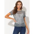 thumbnail image 2 of INSPIRE CHIC Haut en Dentelle Florale Semi-Transparente à Bord Festonné pour Femme, 2 of 6