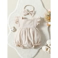 thumbnail image 2 of Bagilaanoe Newborn Baby Girl Rompers Fly Sleeve Bodysuits + Headband 3M 6M 12M 18M Infant Summer One Piece Jumpsuit, 2 of 9