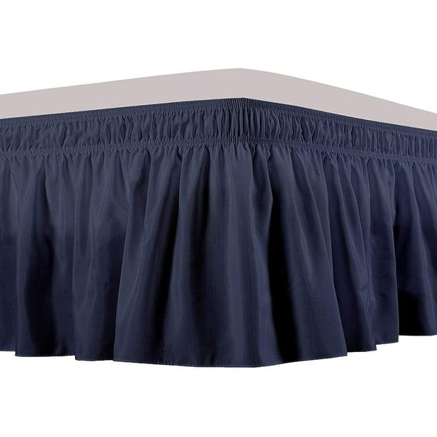 Wrap Around Bed Skirts 30" Drop, Fully Elastic Dust Ruffle, Soft and