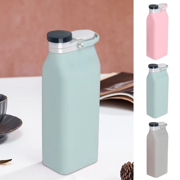 Botella de agua plegable de silicona, diseño a prueba de fugas, portátil para viajes y deportes, protección de tres capas, almacenamiento compacto, material de grado alimenticio, uso diario versátil.