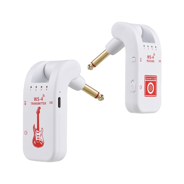 TFixol WS-4 Wireless Guitar System: 2.4GHz Transmitter & Receiver for Electric Guitars & Bass, 40m Range, Low Latency, Rechargeable, White/Black Options