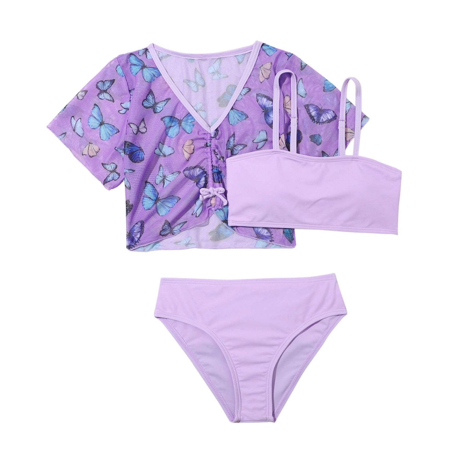Toddler Baby Girl's 3 Piece Swimsuits Butterflies Prints Bikini Bathing ...