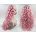 thumbnail image 3 of Unique Bargains Lace Front Wigs for Women 24" Bright Pink Long Water Wave with Wig Cap, 3 of 6