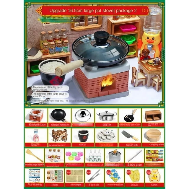 Mini Petits Jouets de Cuisine Cuisine Réelle Ensemble Complet Batterie de Cuisine Cuisine Version Réelle