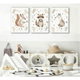 thumbnail image 2 of 3Pcs Woodland Animals Nursery Wall Art Watercolor Wild Animals Kids Room Wall Decor Cute Squirrel Raccoon Fox Prints Posters Kids Room Canvas Painting for Boys Room Girls Room Pictures Framed, 2 of 5