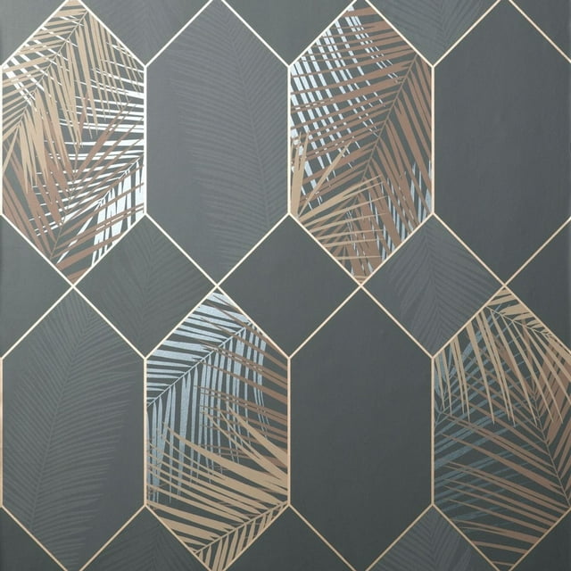 Fine Decor Miami Geometric Leaf Wallpaper