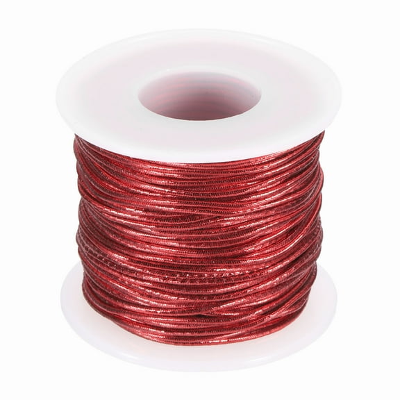 Uxcell 1mm Metallic Elastic Cords, Tinsel Elastic Stretch String Cord Thread Braiding Rope for Craft Making Gift Wrapping Ornaments, Red, 27 Yards Each