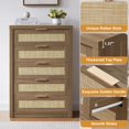 thumbnail image 7 of OAKHAM 5 Drawer Dresser, Rattan Wide Chest of Drawers for Bedroom Living Room,Large,Special Walnut, 7 of 7