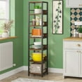 thumbnail image 3 of 6-Tier Corner Bookshelf, Space-Saving Storage Rack with Fences, Solid Particleboard & Metal Frame, Multipurpose for Living Room, Kitchen, Bathroom, 3 of 6