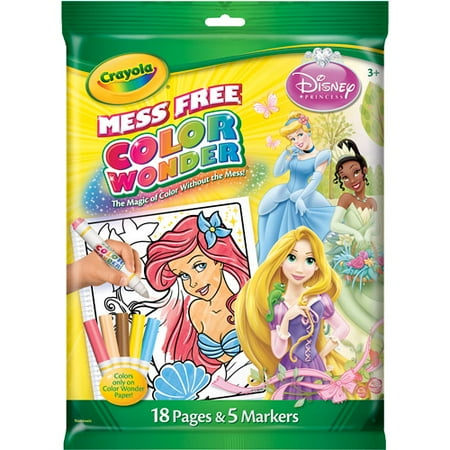 Crayola 18-Page Disney Princess Coloring Pad and 5 Color Wonder Mess Free Markers