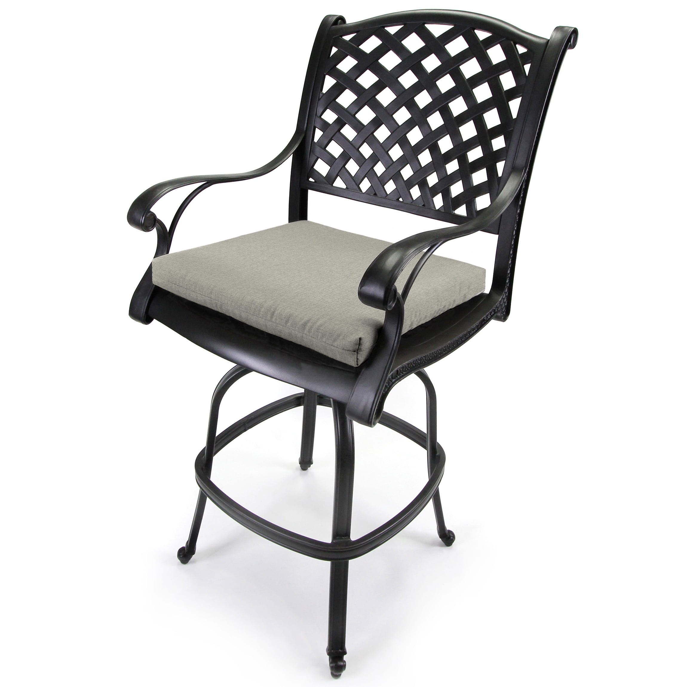 Jordan Manufacturing 17" x 19" McHusk Stone Grey Solid Rectangular Outdoor Chair Pad Seat Cushion with Ties (2 Pack)