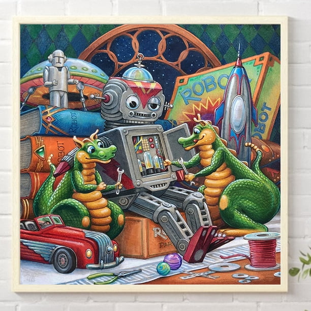 Cuadros Decorativos Pintura de diamante 5D DIY Kit de dibujos animados de taladro cuadrado completo decoración del hogar arte artesanal DQrwqpou embutido en tela