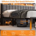 thumbnail image 3 of King Bed Frame with Storage, Upholstered Bed Frame with LED Lights Headboard and 2 Drawers, King Size Bed with Charging Station, Noise-Free, No Box Spring Needed, Easy Assembly, Grey, 3 of 8