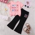 thumbnail image 2 of JUMEYU Little Girl Outfits Girls formal Wear 2 Piece Outfits Button Ruffle Hem Puff Sleeve Blazer and Flare Pants Suit Set Size 6-7 (N,6-7 Years), 2 of 4