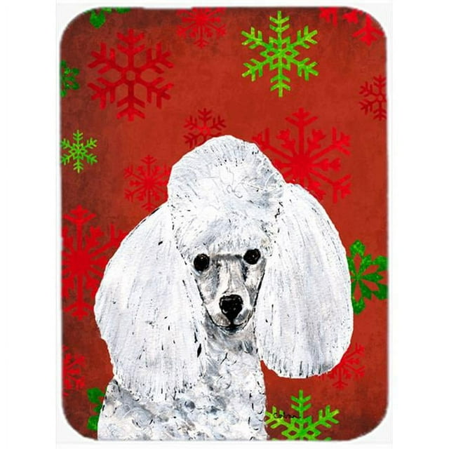 Carolines Treasures SC9749LCB White Toy Poodle Large Size Red Snowflakes Holiday Glass Cutting Board