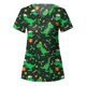 thumbnail image 3 of Blusa de manga corta con cuello en V para mujer, uniforme con bolsillos estampados de Navidad Pompotops hkajfhjk457697, 3 of 3