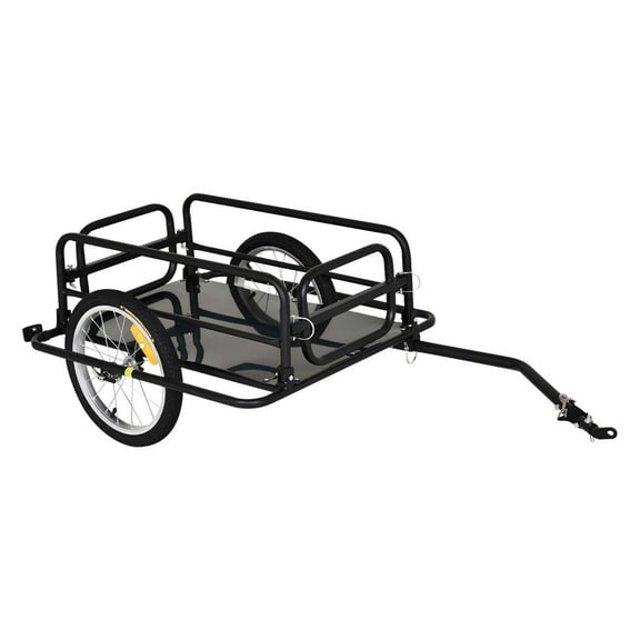 Bicycle Cargo Trailer Foldable Bike Cart Wagon - 110lbs Capacity, 16" Wheels, Black Hitch