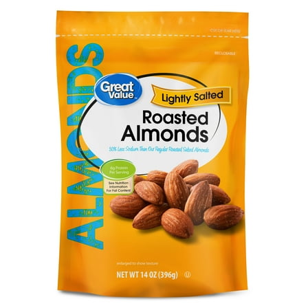 Great Value Oil Roasted Lightly Salted Almonds, 14 oz