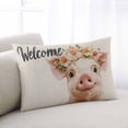 thumbnail image 2 of Pig Flower Garland Throw Pillow Cover 16 x 24 Inch Decorative Pillow Cover Farm Animal Cottagecore Blooms Floral Lumbar Pillowcase Seasonal Rectangle Cushion Case for Couch Sofa Bed Living Room, 2 of 7