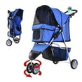 thumbnail image 1 of PawHut Deluxe 3 Wheels Pet Stroller with Brake, Canopy, Cupholders (Blue), 1 of 10