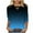 Blue, variant on Women's Double Criss Cross Front 3/4 Sleeve Blouse Gradient Color Print V-Neck Casual Tops