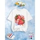 thumbnail image 1 of Camiseta para niña con estampado floral y fresas en morado vibrante - Cómoda mezcla de poliéster, cuello redondo informal y manga corta para disfrutar del verano., 1 of 5