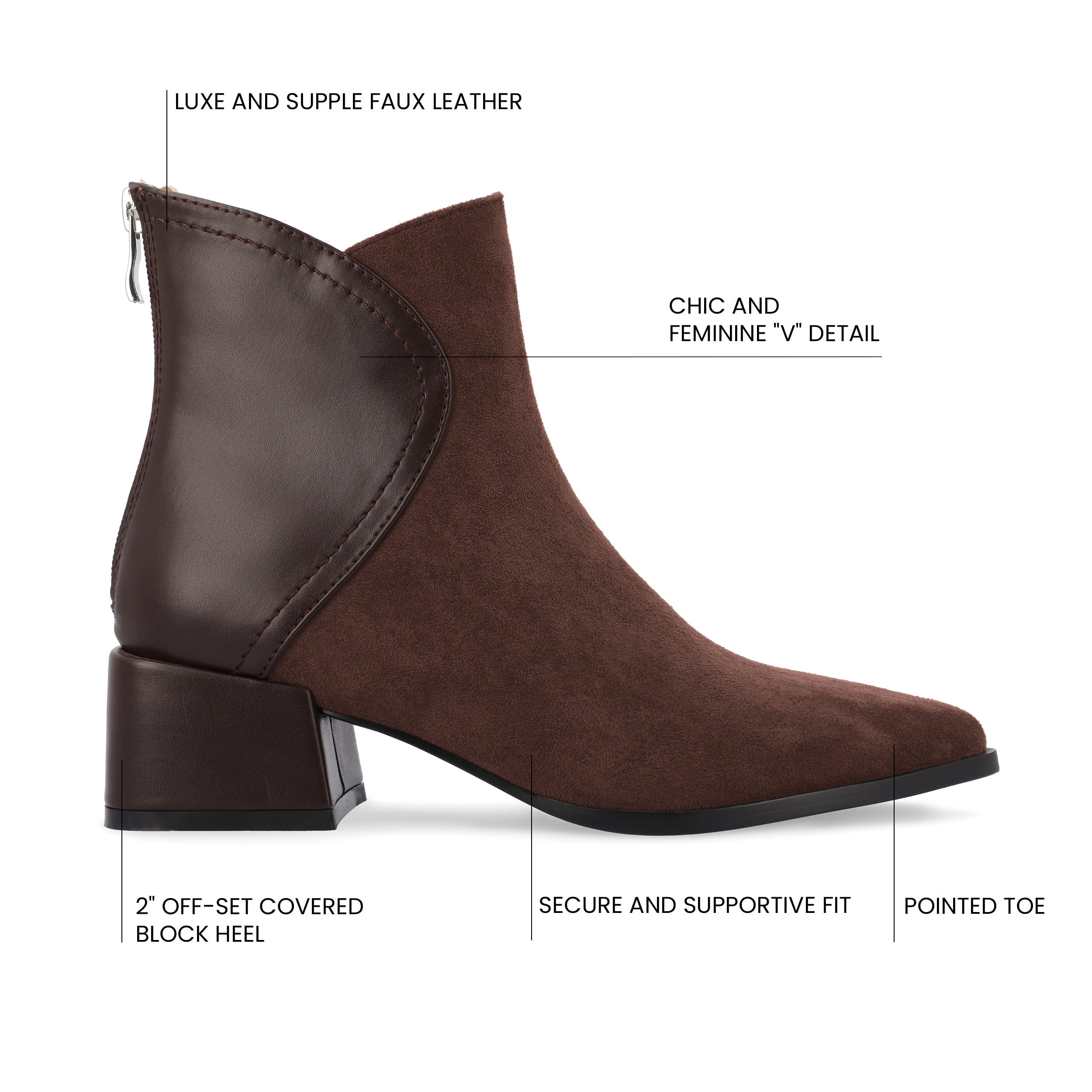 Journee Womens Consuello Two Tone Pointed Toe Booties, Widths Available
