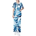thumbnail image 3 of BiZtdJrK Womens Leaf Print Scrub Tops and Pants 2 Piece Outfits Casual V Neck Short Sleeve Tshirts Matching Wide Leg Trousers Nursing Uniform Sets Sale of The Day Prime Today Multicolor XL, 3 of 6