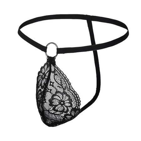 Midwennn Men s Solid Color Sexy Underwear Lace Hollow Underwear Thong Strap Lingerie for Women plus