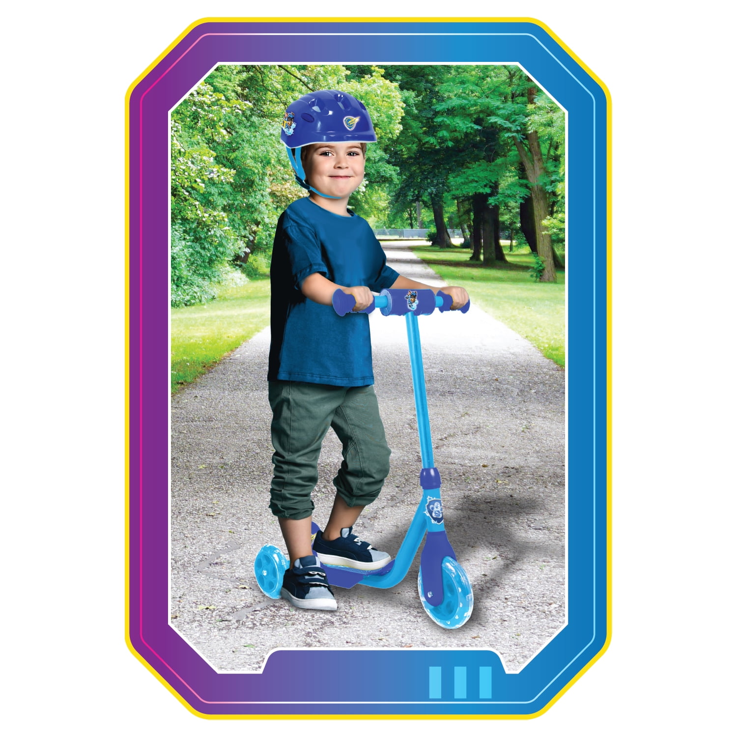 PAW Patrol The Mighty Movie Chase 3 Wheel Scooter & Helmet Set - Ages 2+ - 44 lbs - Unisex - Blue