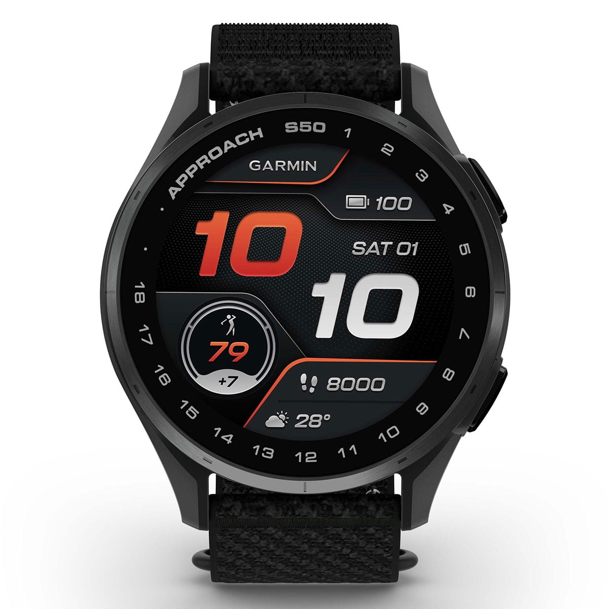 Garmin Approach S50 (Slate/Black) Golf GPS Smartwatch Bundle with PlayBetter Screen Protectors, Wall Adapter & Hard Case