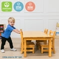 thumbnail image 6 of ECR4Kids 24in x 48in Rectangular Hardwood Table with 16in Legs and Four 8in Chairs, Honey, 5-Piece, 6 of 9