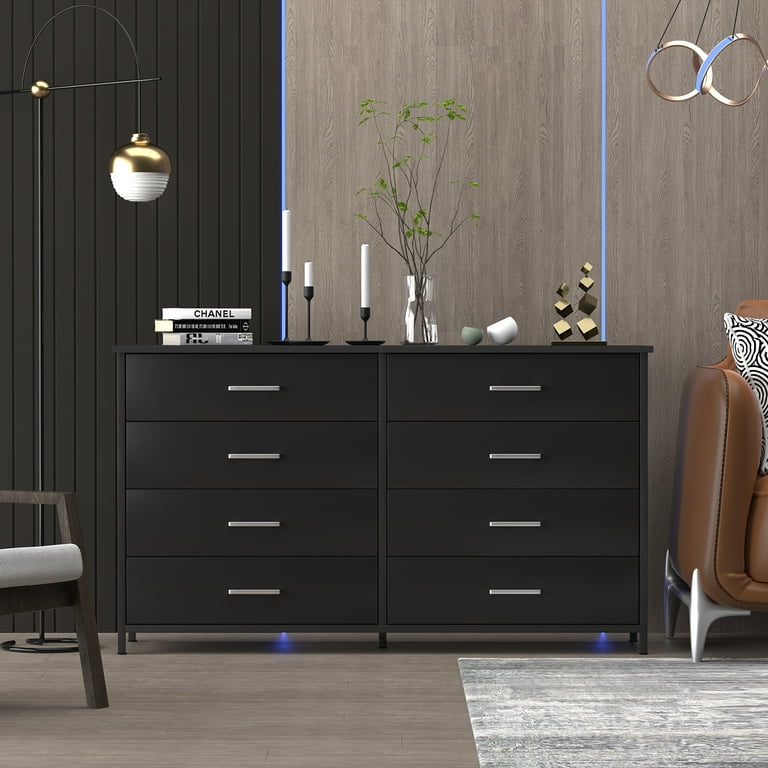 IKENO Industrial Style 8 Drawer Dresser, Black, Room Home Furniture, Wood Storage Organizer with Sturdy Steel Frame - Walmart.com IKENO Industrial Style 8 Drawer Dresser, Black, Room Home Furniture, Wood Storage Organizer with Sturdy Steel Frame - Walmart.com