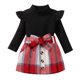 thumbnail image 1 of Gibobby faldas de mezclilla para mujer para niñas pequeñas, Tops con estampado a cuadros, conjuntos de falda con pajarita(Negro, 3-4 Años), 1 of 5