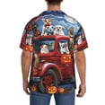 thumbnail image 3 of Susaid Halloween Pets Pumpkins Print Men's Polo Shirts Button Down Short Sleeve Casual Summer Beach Vintage Shirts for Men-X-Large, 3 of 5