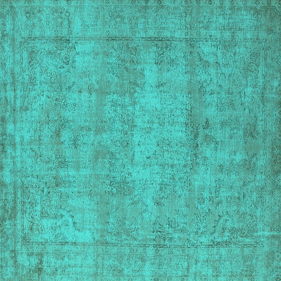 Ahgly Company Indoor Square Oriental Turquoise Blue Industrial Area Rugs, 6' Square