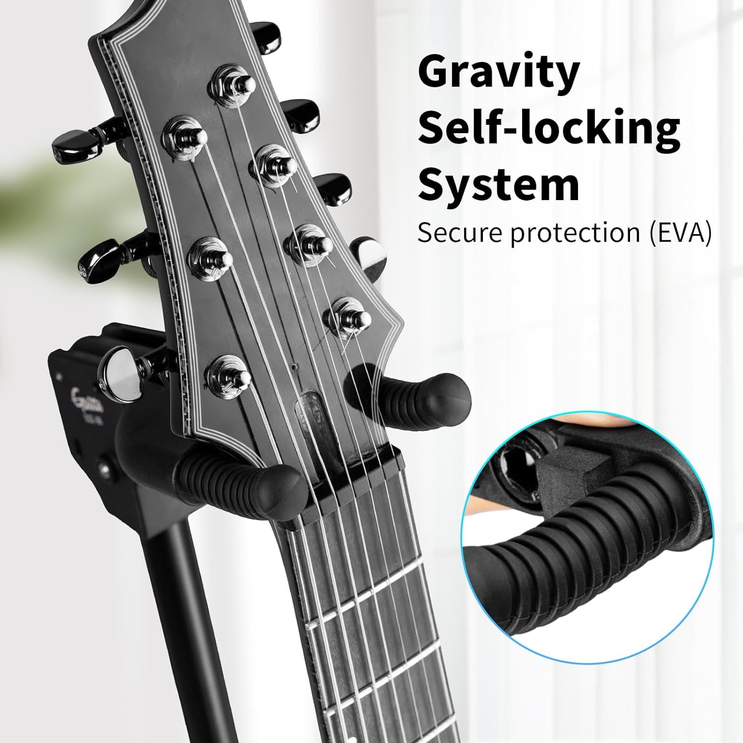 Guitar Stand - Heavy Duty Auto-Lock, Adjustable & Foldable for Acoustic/Electric/Bass (33lbs Capacity), Non-Slip Base, Anti-Rust - Portable for Stage/Travel/Studio GGS-06
