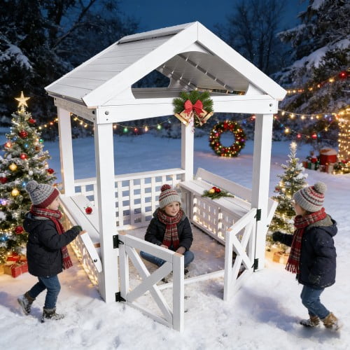 Christmas Wooden Playhouse Outdoor Waterproof Design with Cute Door