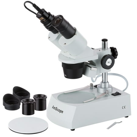 AmScope 10X-20X-30X-60X Stereo Microscope with Two Lights + USB Camera (Best Microscope Camera Review)