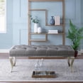 thumbnail image 4 of Roundhill Furniture Decor Maxem Fabric Upholstered Bench with Nailhead Champagne, 4 of 15