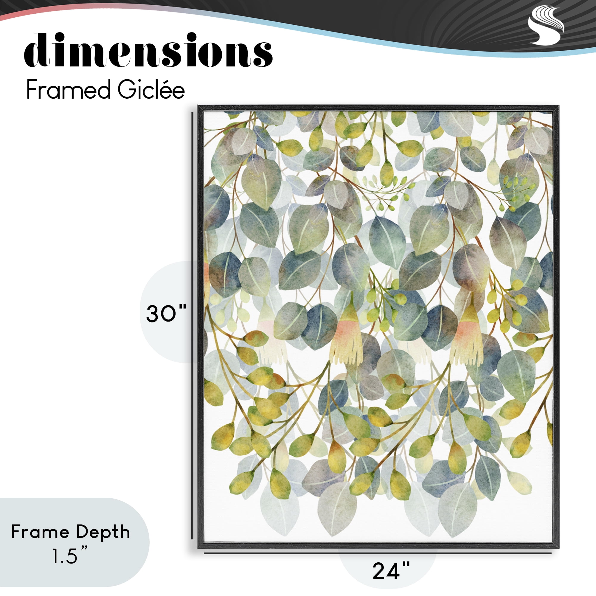 Stupell Industries Hanging Layered Botanicals Black Framed Giclee Art, design by Marcus Prime
