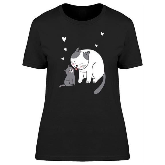 Mother Cat Licking Her Child T-Shirt Women -Image by Shutterstock, Female Small