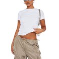 thumbnail image 1 of xiaxaixu Hauts Basiques pour Femmes, Col Rond Manches Courtes Ajustement Slim Tops d'Été pour Usage Quotidien, 1 of 6