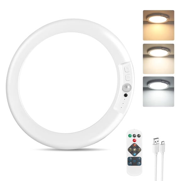 Alficedo Sensor Ceiling Light , Wireless Rechargeable LED Light with Remote, Supports Dimmable Timing for Attics Hallways Bathrooms garages