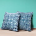 thumbnail image 2 of Amrita Sen Designs  20 x 20 in. Paisley Leaf Geo Duo Broadcloth Indoor & Outdoor Zippered Pillow - Muted Blue & White, 2 of 4